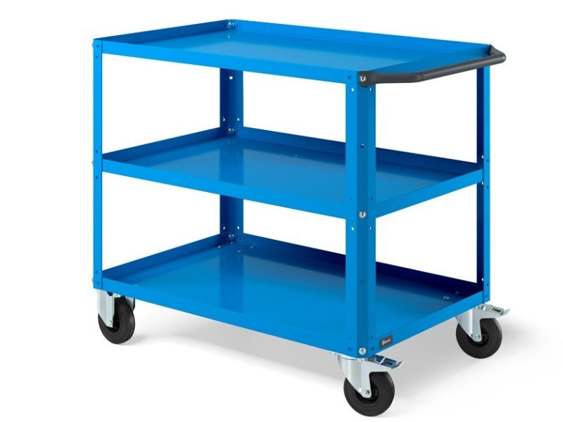 Wózek trójpoziomowy Clever Large Fami koła gumowe ładowność 300kg - Niebieski RAL 5012