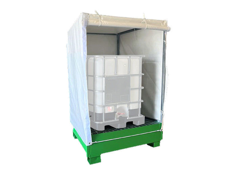 Bac de rétention acier pour citernes Carvel 1650x1340x2020mm couverture bâche PVC 1060lt