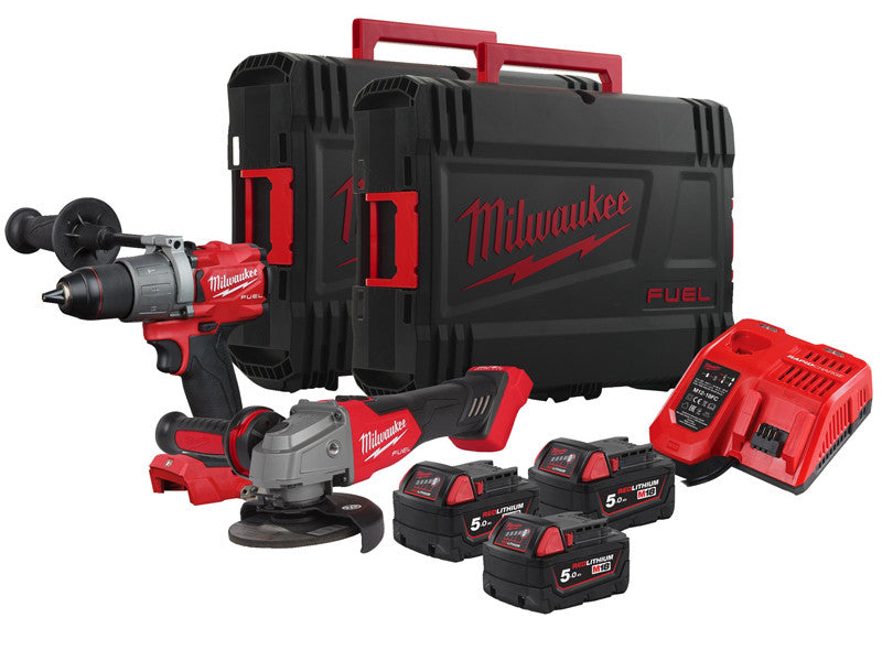 Milwaukee kit perceuse à percussion M18 FPD2 meuleuse FSAG125X 18V rouge