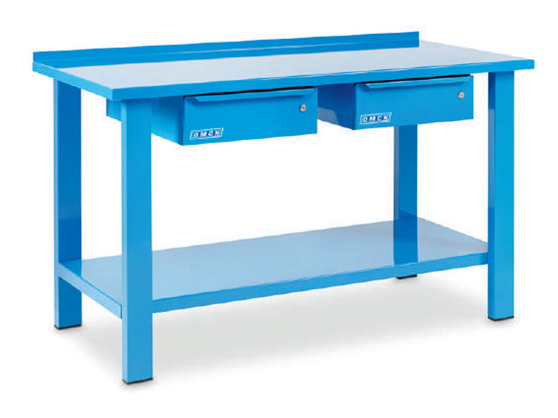 Banc de travail OMCN 1500x700x850mm acier 2 tiroirs bleu professionnel