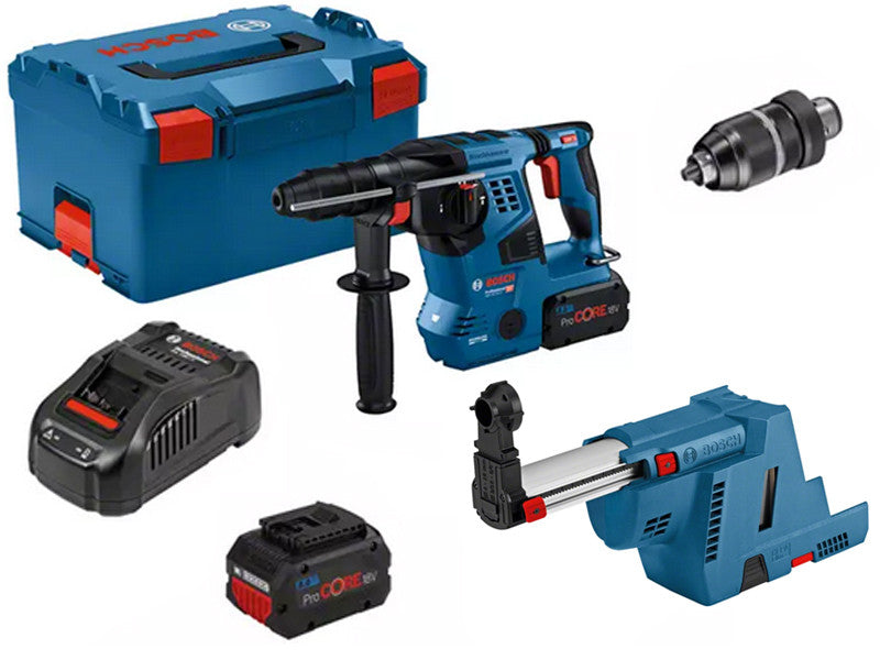 Bosch marteau perforateur sans fil GBH 18V-28 CF SDS Plus avec aspirateur 2 batteries
