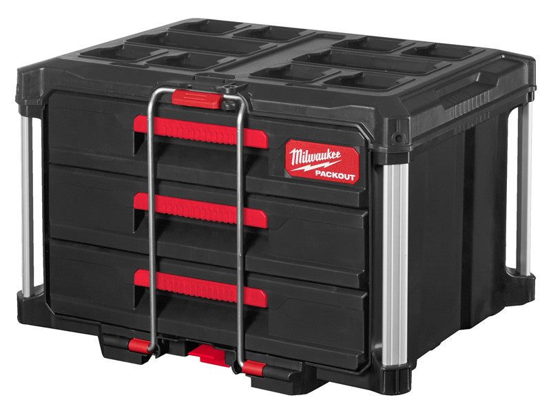 Milwaukee servante d'atelier Packout 3 tiroirs IP65 560x410x360mm