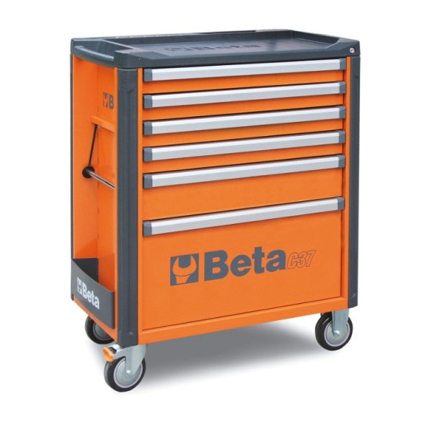 Beta utensili C37 Werkstattwagen mit 6 Schubladen, orange, Schwenkräder 
