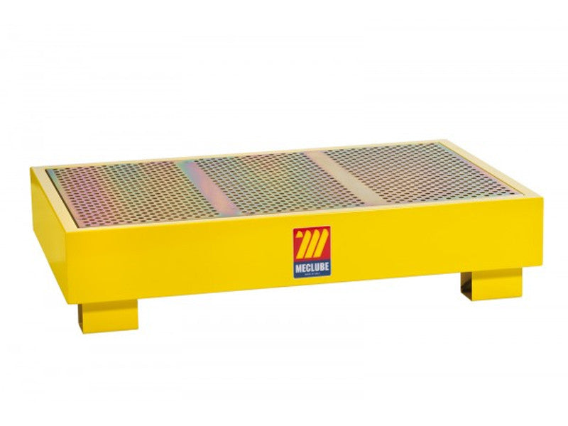 Meclube Vasque de Rétention Acier Jaune pour 2 Fûts 180-220L Stockage Lubrifiants