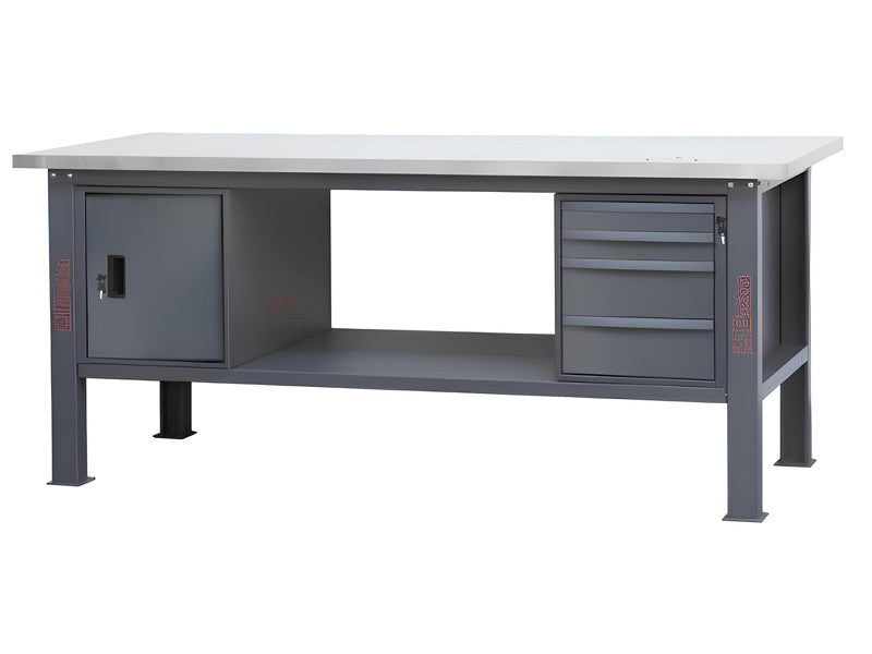 Beta utensili C58BC-X 210 cm Werkbank aus anthrazitfarbenem Edelstahl mit 4 Schubladen und Schrank 