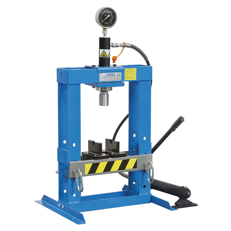 Fervi presse hydraulique manuelle de banc P001/10 avec piston mobile, capacité 10 tonnes
