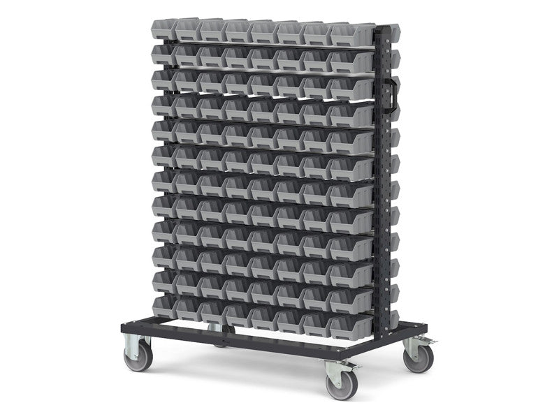 Chariot porte-visserie Fami Bin Cart 1067x668x1384mm avec 192 bacs Picking Box Air - Bacs jaunes réf.BINCART1054