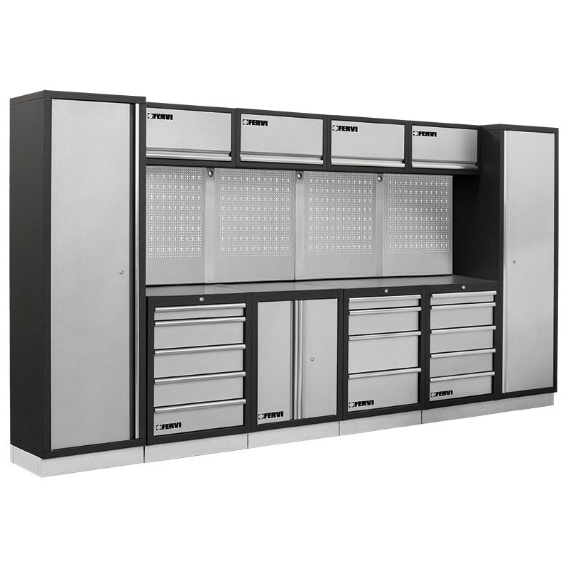Modułowe meble warsztatowe stalowe A007A Fervi 3920x498x2000 mm