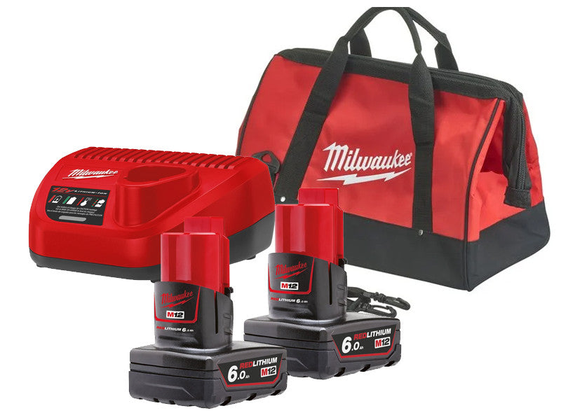 Milwaukee kit NRG M12 2 batteries REDLITHIUM-ION 6.0Ah et chargeur M12NRG-602