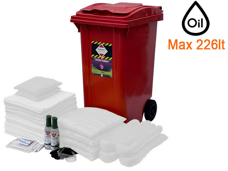 Carvel bidon à roulettes 580x735x1065mm avec matériau absorbant pour huile, 226lt