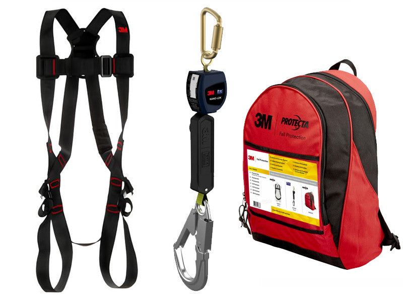 3M Kit Antichute Premium Protecta avec Harnais 1 Point, Enrouleur et Sac à Dos