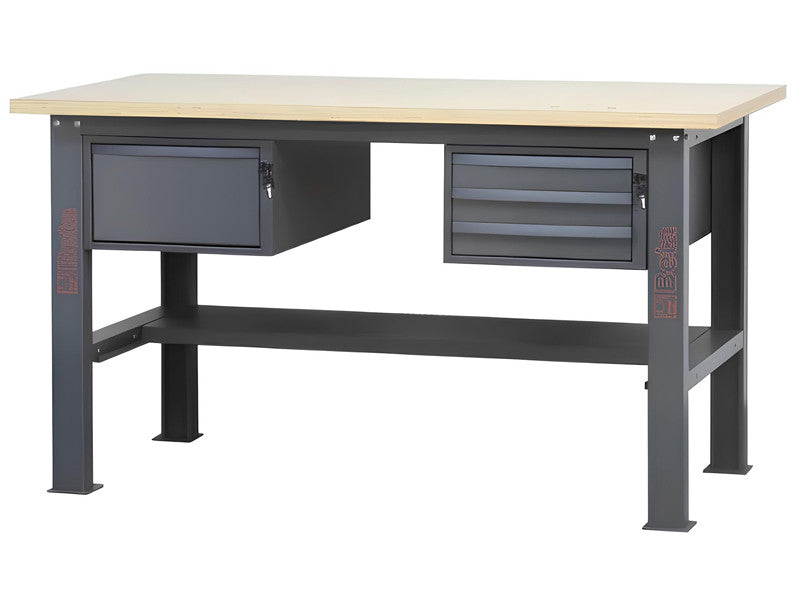 Beta utensili Werkbank C58BC-W 160 cm anthrazit mit Holzplatte und 4 Schubladen
