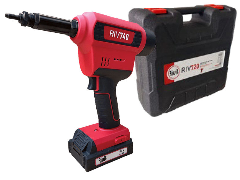 Riveteuse à batterie Rivit RIV 740 pour inserts filetés de M3 à M12 avec mallette