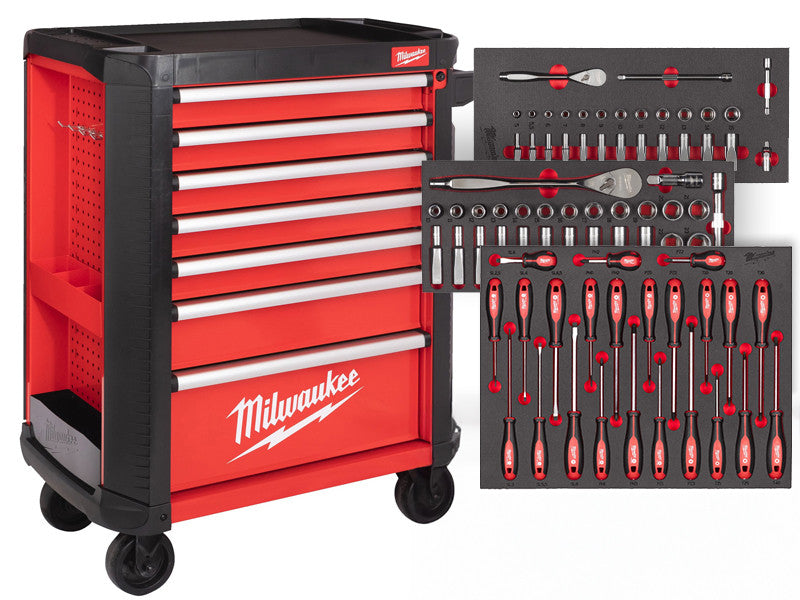 Milwaukee SRC30 Servante d'atelier rouge 7 tiroirs avec 179 outils