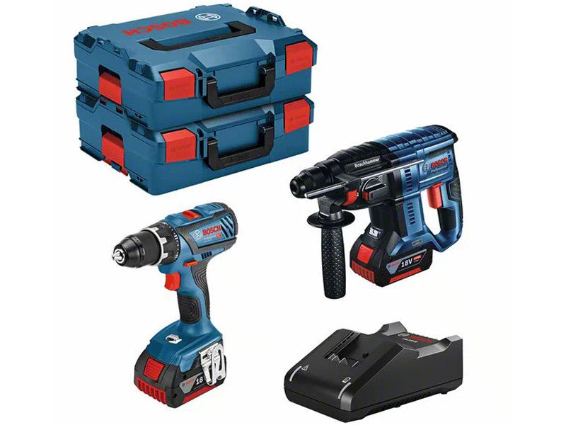 Bosch Kit 2 outils perceuse GSR 18V-28 perforateur GBH 18V-21 2x4Ah chargeur