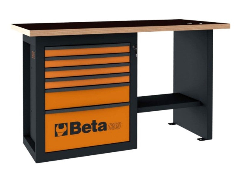 Beta banc de travail C59C Endurance court 6 tiroirs acier bois multiplis