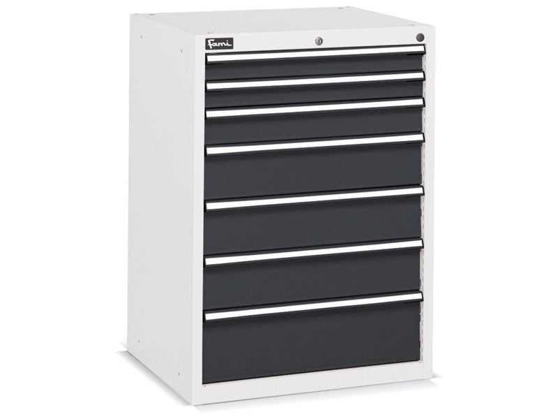 Fami servante porte-outils Flexa 717x600x1002mm avec 7 tiroirs à extraction totale, 900Kg - Flexa 717x600x1002mm 7 tiroirs grise