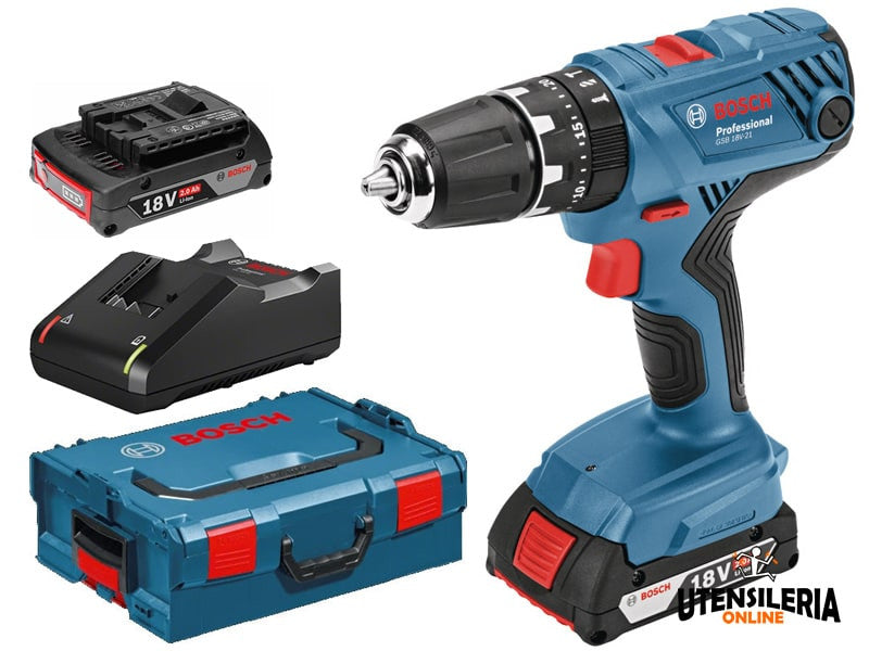 Bosch Professional perceuse à percussion GSB 18V-21 2 batteries 2.0Ah chargeur