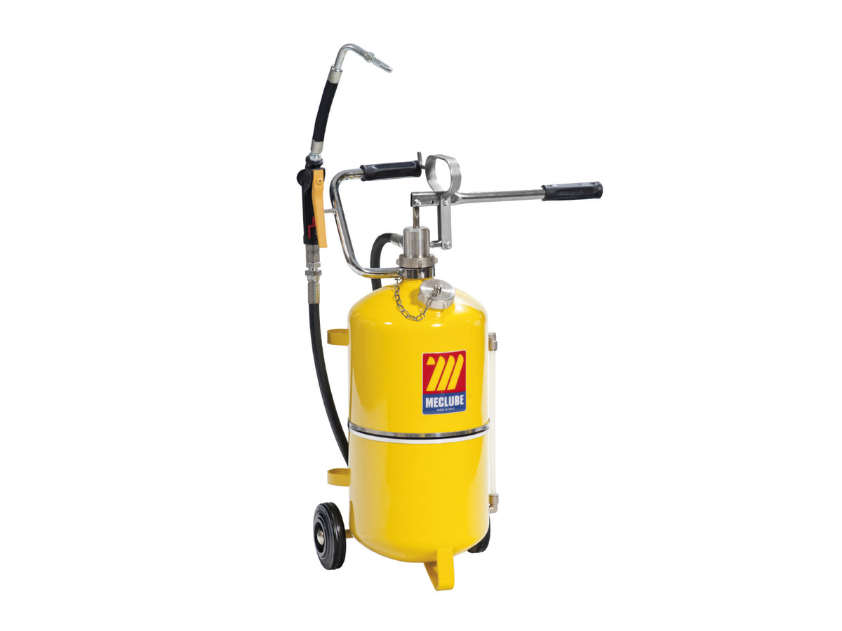 Meclube Distributeur d'huile manuel 24 litres avec pompe double effet et valve anti-goutte