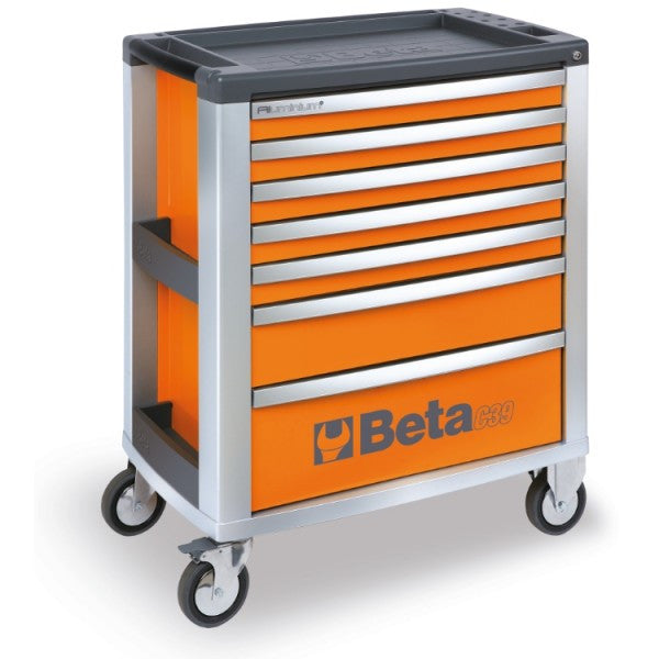 Beta servante d'atelier mobile C39 7 tiroirs aluminium orange professionnelle