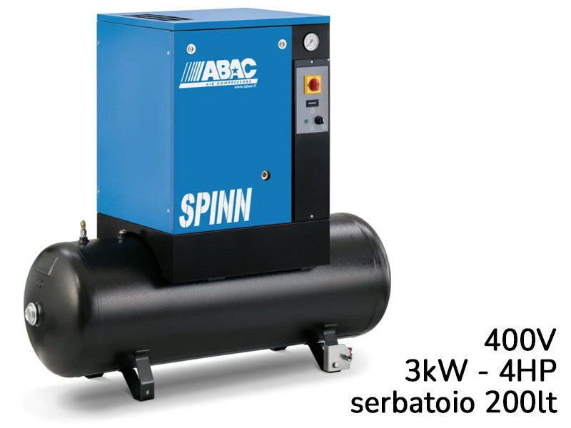 Abac compresseur électropneumatique Spinn 3 3kW 400V 200L 10 bar