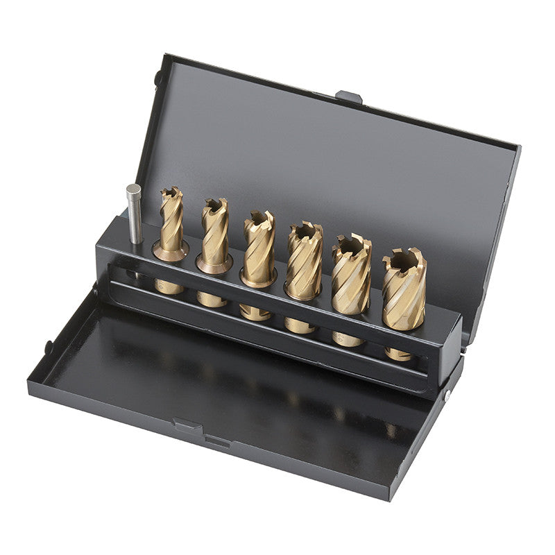 Fervi Wiertła trepanacyjne długie F002/6 z uchwytem Weldon 19,05 mm (7szt)