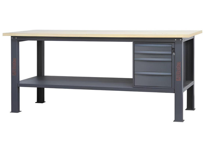 Beta utensili Werkbank C58BC-W 210 cm anthrazit mit 4 Schubladen und Holzplatte