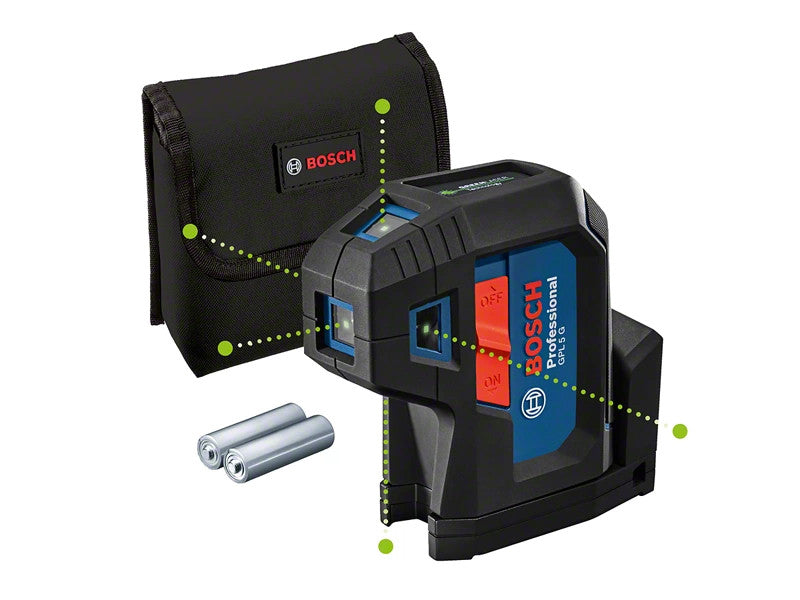 Bosch laser krzyżowy GPL 5 G Professional 5 punktów zielony laser 30 m