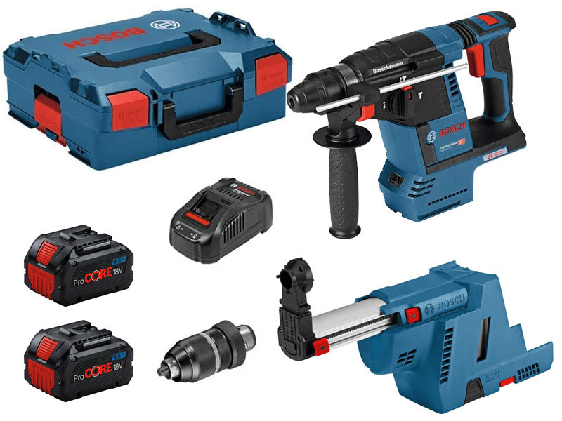 Bosch Professional GBH 18V-26 F marteau perforateur avec aspirateur 2x 5.5Ah L-BOXX