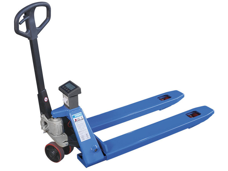 Transpalette manuel Fervi 0068/S avec balance et imprimante, capacité 2 tonnes