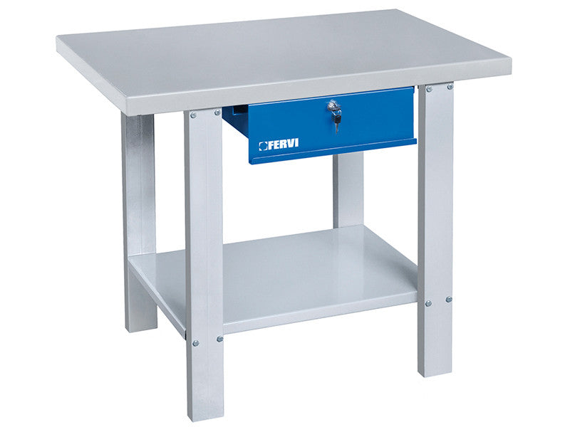 Stół warsztatowy Fervi B015/10 z blatem z blachy, szufladą z kluczykiem 1000x640x865 mm