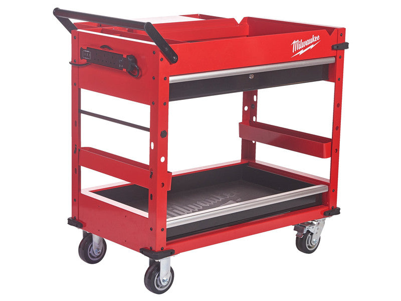 Milwaukee Chariot porte-outils SWC40-1 Rouge Acier 315kg 2 Étagères Tiroir