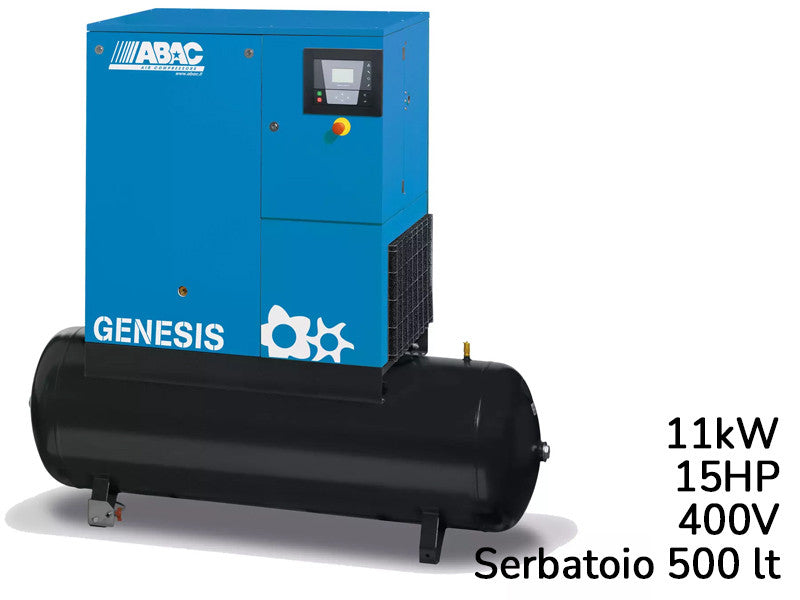 Abac compresseur à vis rotatif Genesis 11kW vitesse fixe réservoir 500L 13 bar
