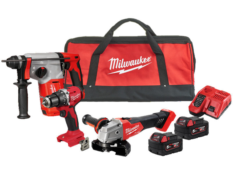Milwaukee Kit 18V perceuse visseuse BLPDRC perforateur BLH meuleuse FSAG125X