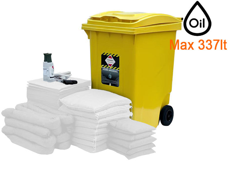 Carvel fût à roulettes 625x860x1096mm avec matériau absorbant pour huile, 337lt