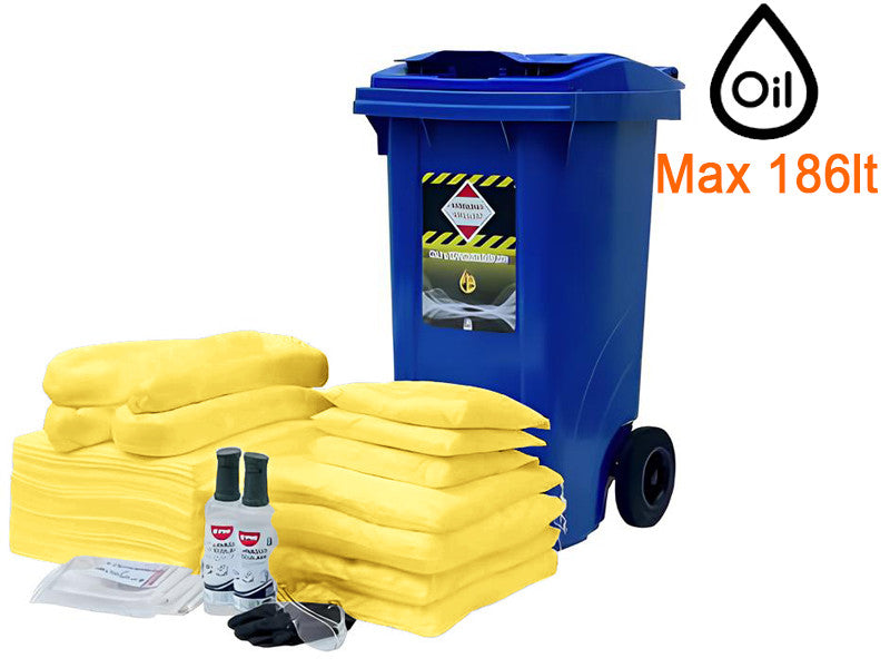 Fût roulant Carvel 480x560x935mm avec matériau absorbant produits chimiques, 186lt