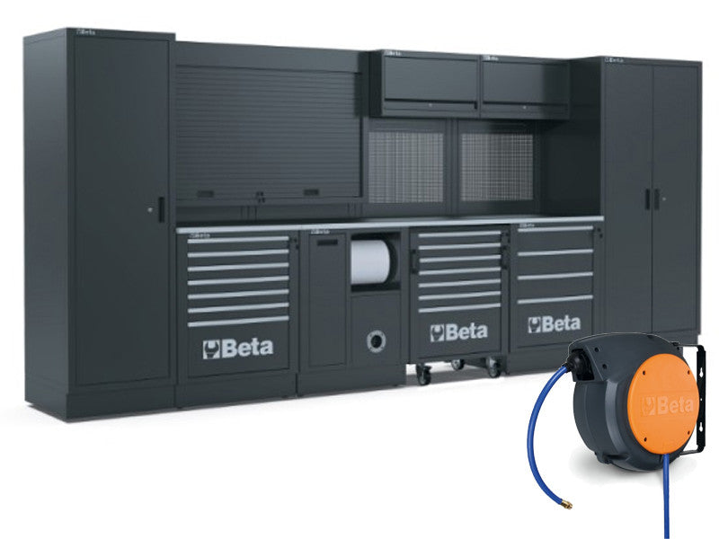 Beta RSC50 modulare Werkstattmöbel 4505x690x2000mm mit Druckluftschlauchaufroller