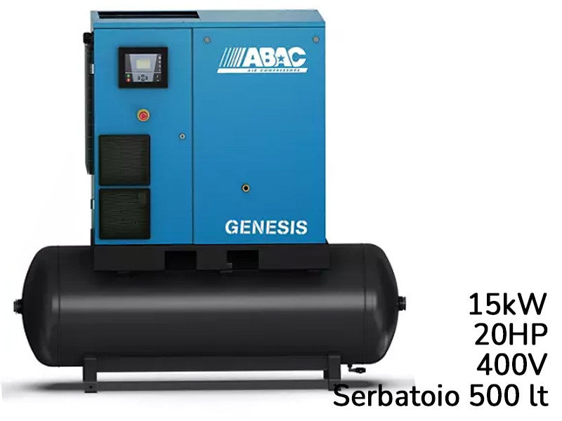 Abac compresseur à vis rotatif Genesis I 15kW vitesse variable réservoir 500L
