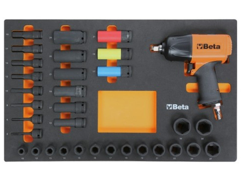 Beta M118 coffret outils pneumatiques 33 pièces douilles phosphatées thermoformé EVA