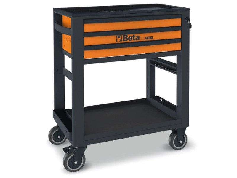 Beta utensili RSC51 Servierwagen mit 3 Schubladen, anthrazitorange, verstärktes ABS