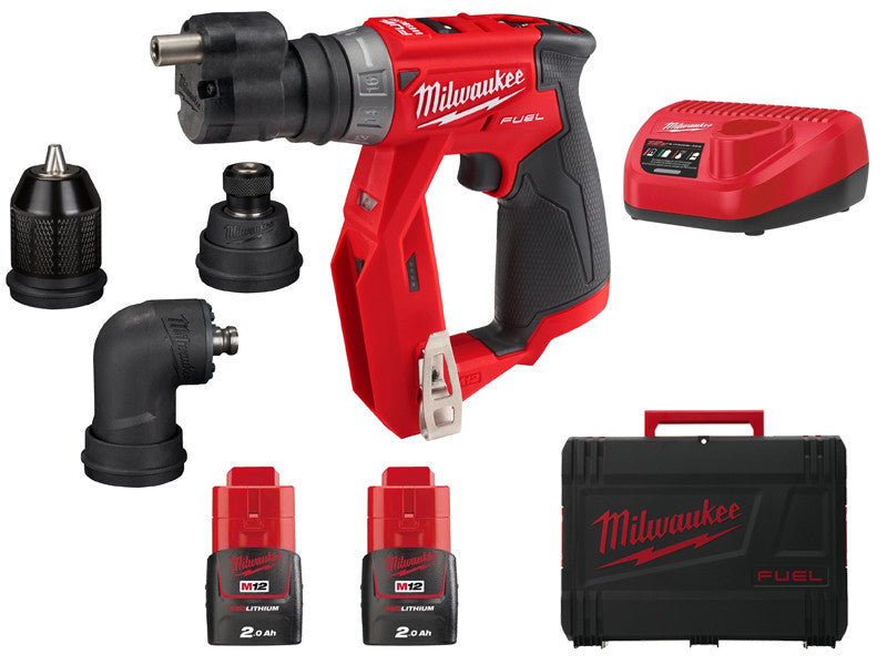 Milwaukee M12 Fuel FDDX Perceuse Visseuse 4 Mandrins Brushless 2 Batteries 2Ah