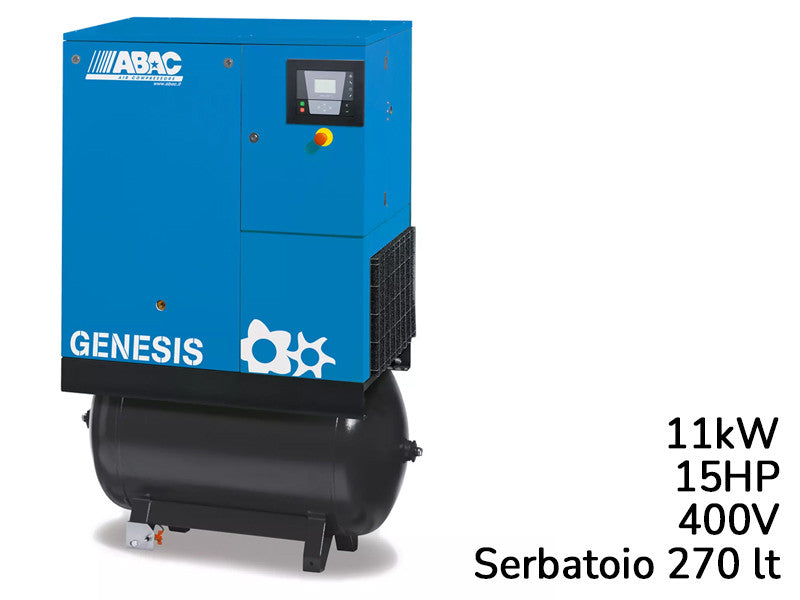 Abac compresseur à vis rotatif Genesis 11kW 270L 10 bar vitesse fixe