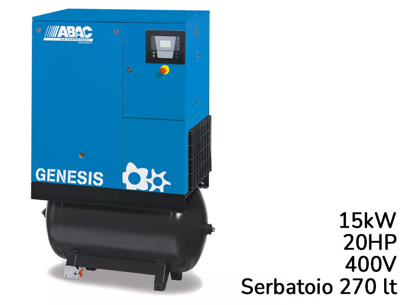 Abac compresseur à vis rotatif Genesis 15kW vitesse fixe réservoir 270L 10 bar