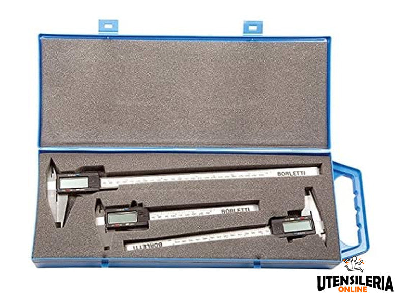 Borletti set pieds à coulisse numériques CDMD avec inserts métal dur 150 200 300mm