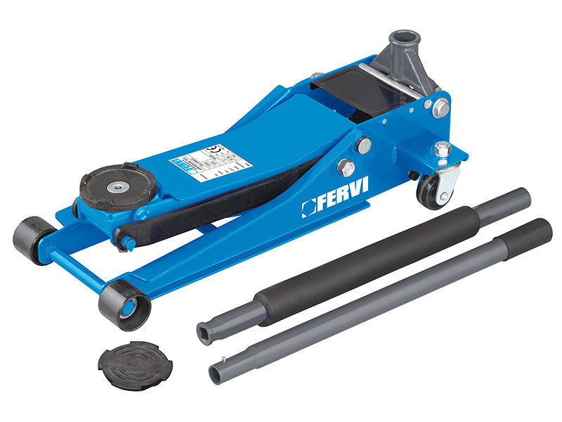 Cric hydraulique Fervi 0375A à profil bas, capacité 2,5 tonnes