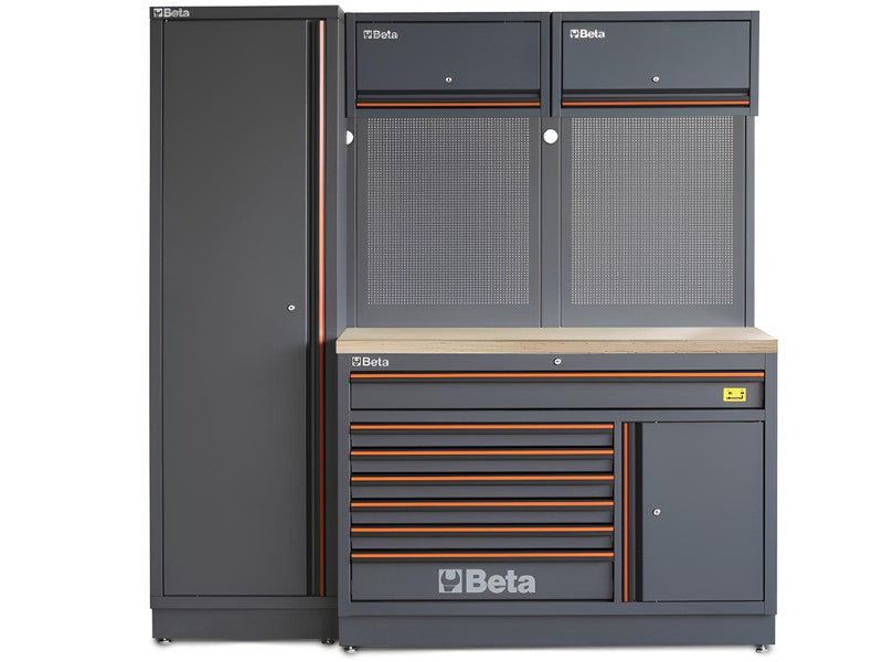 Beta utensili Werkstattmöbel C45PRO 2.0 EW 1960x645x2000mm Dunkelgraue Holzplatte