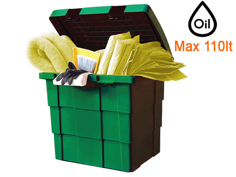 Conteneur polyéthylène Carvel 650x500x570mm avec matériau absorbant produits chimiques, 110lt