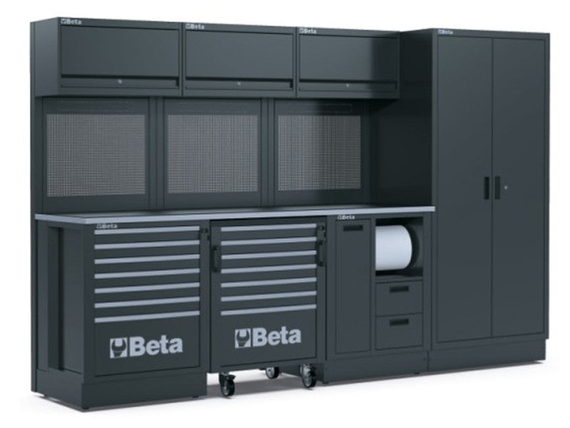 Beta Mobilier modulaire atelier RSC50 F 3155x690x2000mm gris foncé avec module service