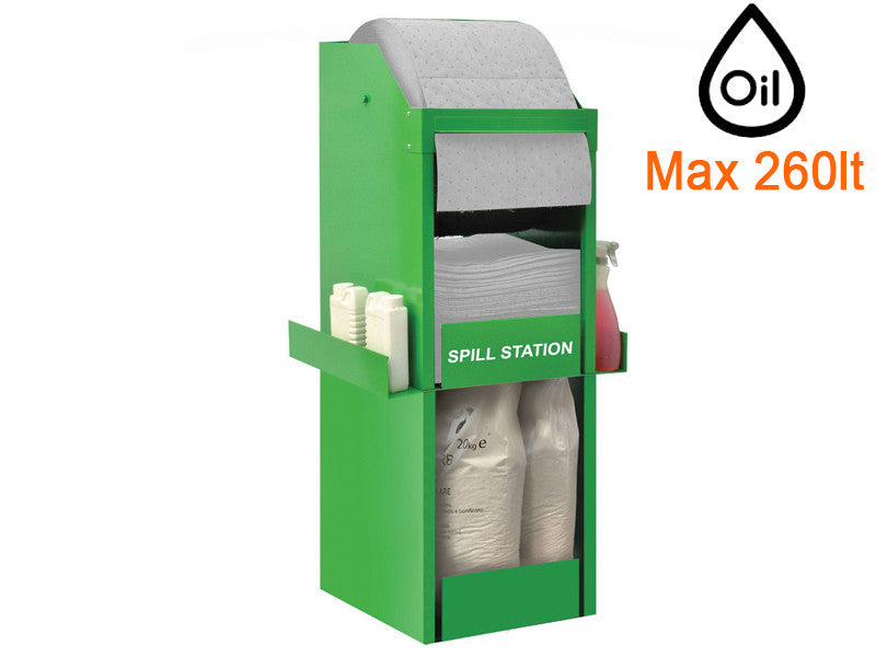 Station de stockage Carvel Spill Station 500x500x1500mm avec matériau absorbant pour huile, 260lt