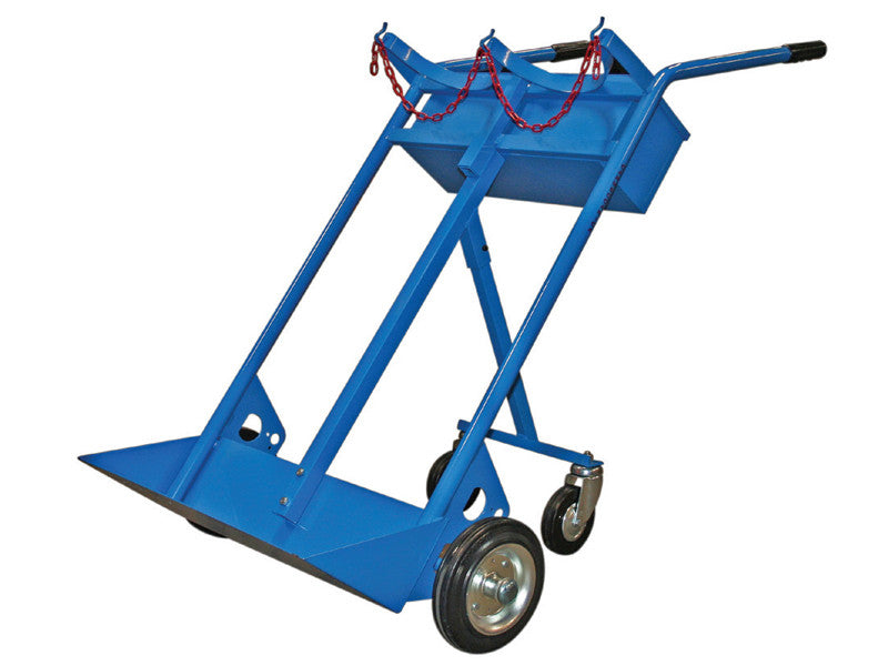 Chariot porte-bouteilles biplace à 4 roues Carvel 720x1250mm avec cassette pour bouteilles de gaz Ø250mm